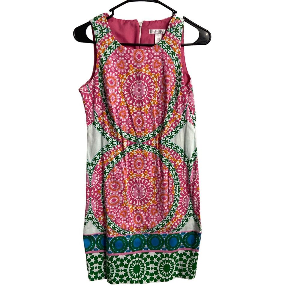 London Time Sheath Dress Womens Size 2 Sleeveless Colorful Career Knee Length